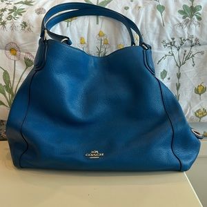 Original Coach blue bag. Soft leather, three compartments.